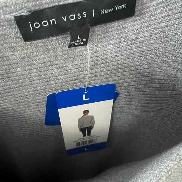 JOAN VASS NEWYORK MIST HEATHER GREY BATWING SWEATER SIZE L NWT - Picture 6 of 12